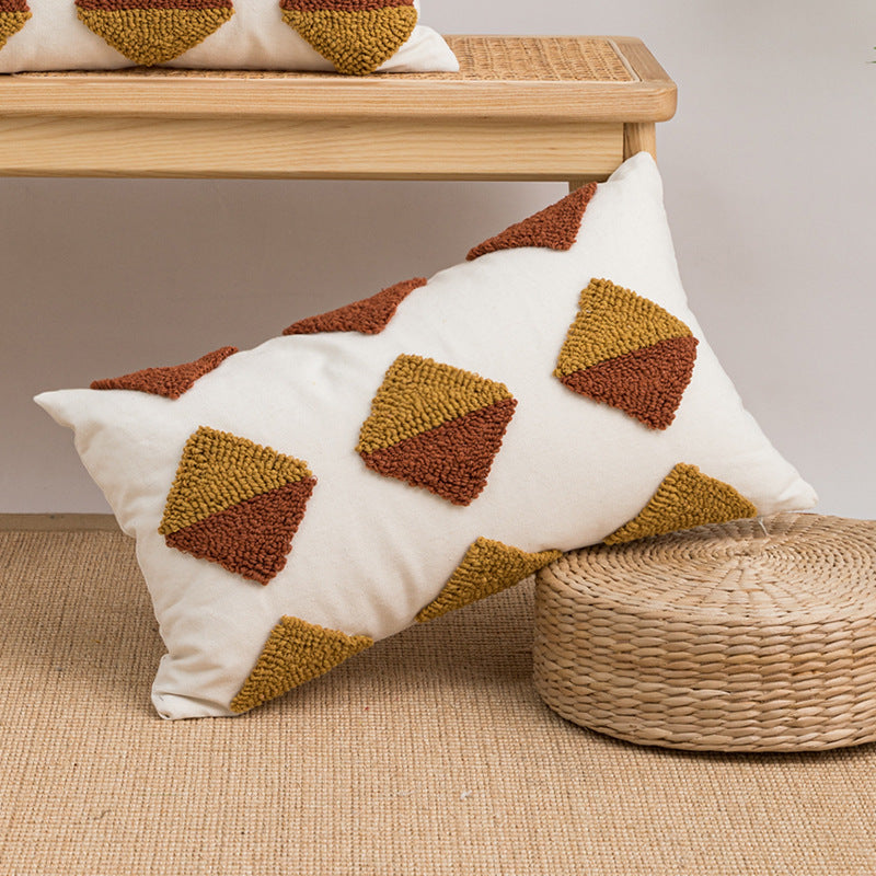 Geometric Tufted Loop Pillow for Living Room & Bedside