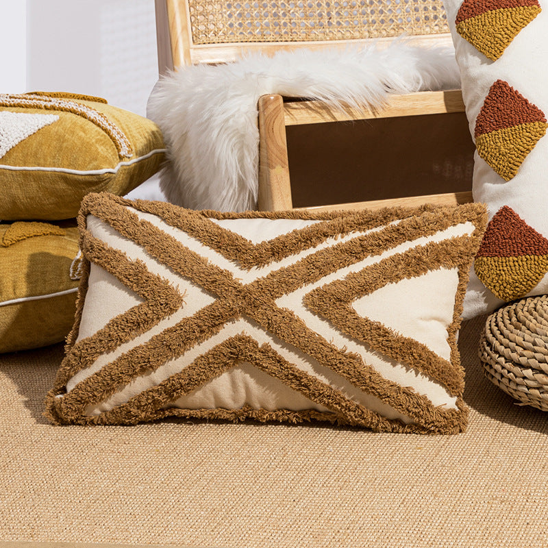 Geometric Tufted Loop Pillow for Living Room & Bedside