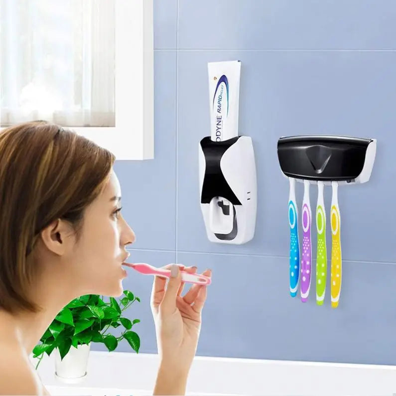 Toothpaste Squeezer and Toothbrush Holder Set